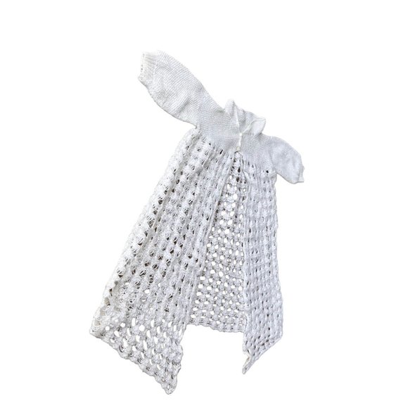 New Hand Crocheted Christening Infant Girl Buttons Long Sleeves Asymmetr… - Picture 12 of 12